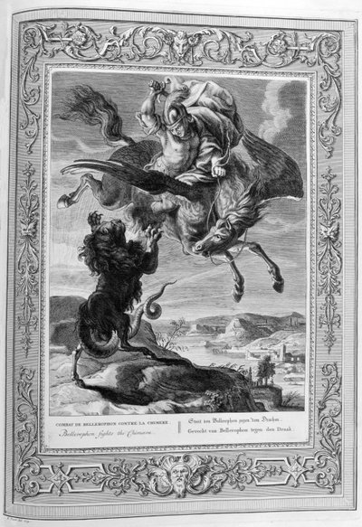 Chimera Killed by Bellerophon (engraving) by Bernard Picart
