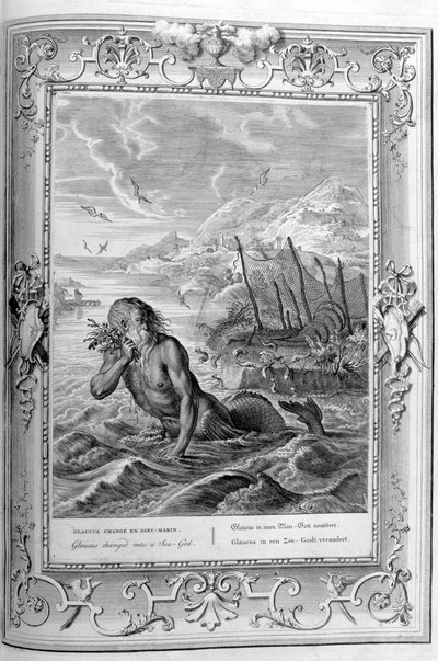 Glaucus turned into a sea god, 1733 by Bernard Picart