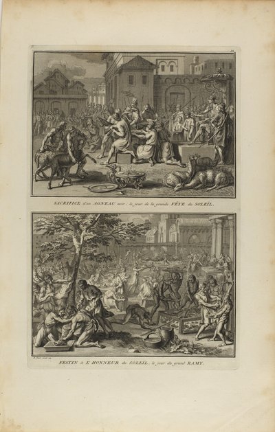 Sacrifice of a Black Lamb...Feast in Honor of the Sun by Bernard Picart