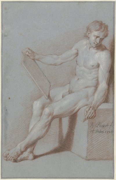 Seated Academic Nude, as Draftsman by Bernard Picart