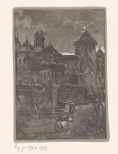Castle with Two Riders by Bernard Willem Wierink