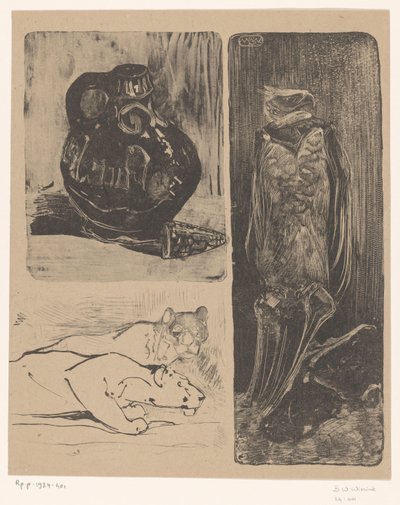 Vase, Lionesses, and a Vulture by Bernard Willem Wierink