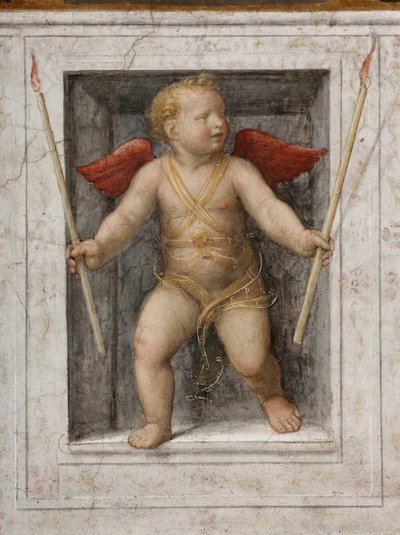 An Angel Holding Candles (detail) by Bernardino Luini