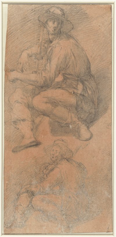 Two Figure Studies of a Seated Man by Bernardino Poccetti