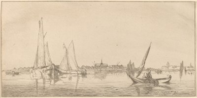 River with Town, 1775 by Bernhard Schreuder