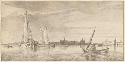 River with Town by Bernhard Schreuder