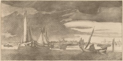 River with Town by Bernhard Schreuder