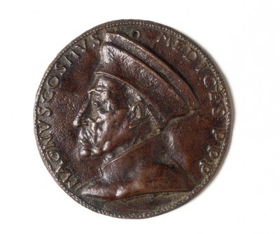 Medal depicting Cosimo il Grande: recto by Bertoldo di Giovanni