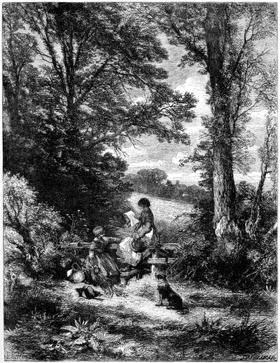 The Gleaners at the Stile, c1930s by Birket Foster