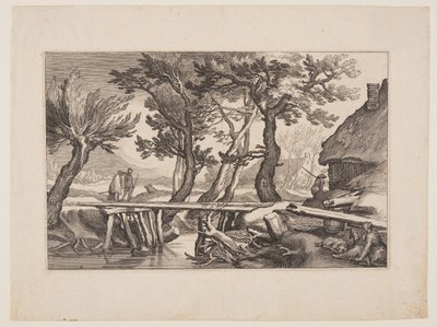 Plate 8, from Landscapes with Farmhouses by Boetius Adams Bolswert