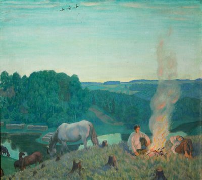Campfire by Boris Mikhailovich Kustodiev