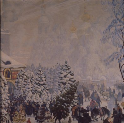 Christmas Market, 1918 by Boris Mikhailovich Kustodiev