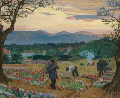 The Harvest Flowers by Boris Mikhailovich Kustodiev