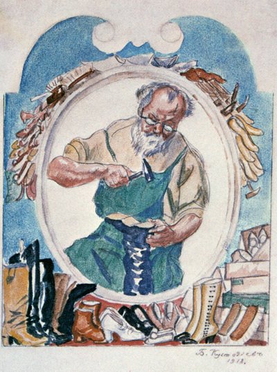 The Cobbler by Boris Mikhailovich Kustodiev