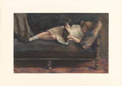 Reading Girl Lying on a Bench by Bramine Hubrecht