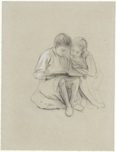 Two Children Reading by Bramine Hubrecht