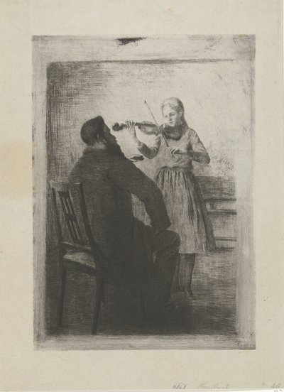 Girl Playing Violin and a Man by Bramine Hubrecht