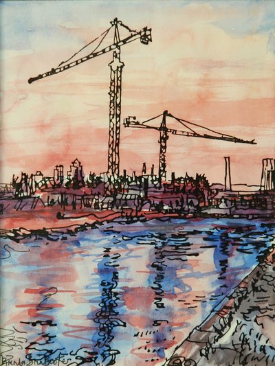 Canal Evening with Cranes by Brenda Brin Booker