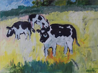 Young Bullocks in a Meadow by Brenda Brin Booker