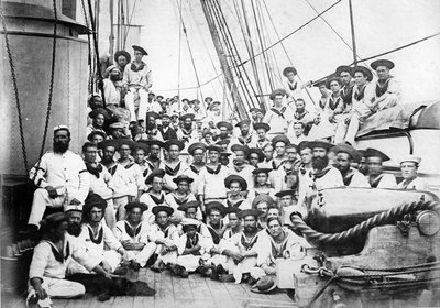 Company on Board HMS Eclipse, c.1888 by British Photographer