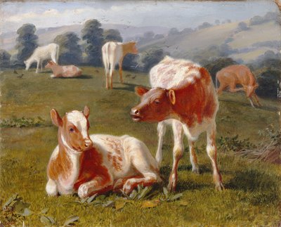 Calves in a Meadow by Briton Riviere
