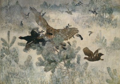 Hawk and Black Game by Bruno Andreas Liljefors