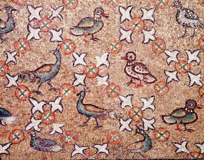 Birds (detail of mosaics, 5th century) by Byzantine