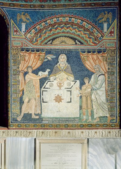 Abraham, Isaac and Melchisedech by Byzantine School