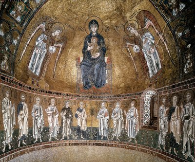 Enthroned Virgin with Archangels and Apostles by Byzantine School