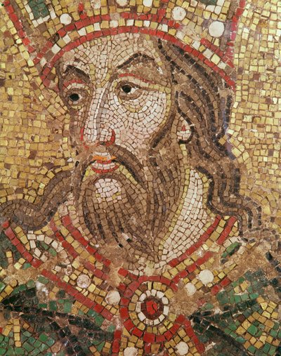 Head of a King (mosaic) (detail) by Byzantine School