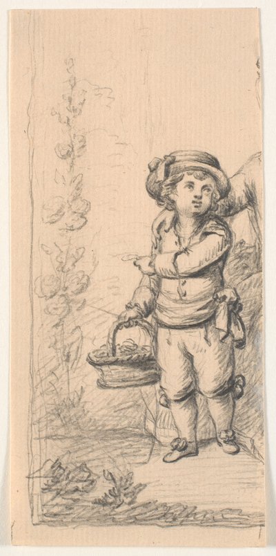 Little Boy with Flower Basket (Cut Off) by C.A. Lorentzen