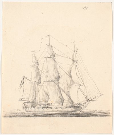 Warship Under Full Sail by C.A. Lorentzen