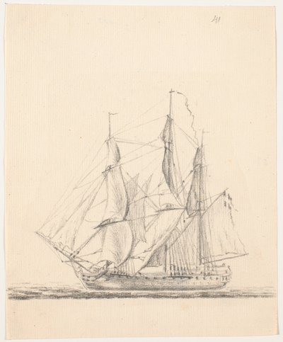 Naval Ship Under Full Sail by C.A. Lorentzen