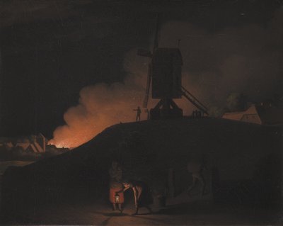 A Fire at Night by Christoffer Wilhelm Eckersberg