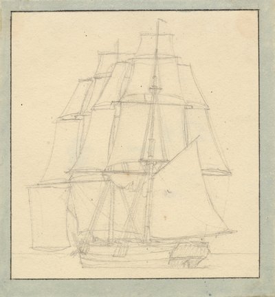 A Brig with a Reading Sail by Christoffer Wilhelm Eckersberg