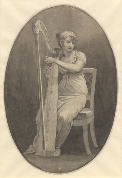 A Lady Playing the Harp by Christoffer Wilhelm Eckersberg