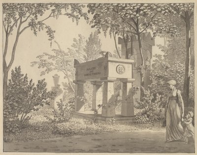 The Molière Sarcophagus in the Jardin Elysée by Christoffer Wilhelm Eckersberg