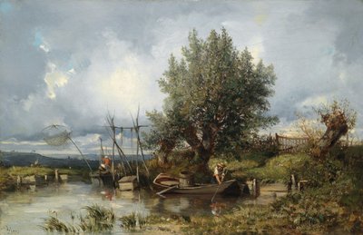 River Landscape with Anglers by Camille Flers