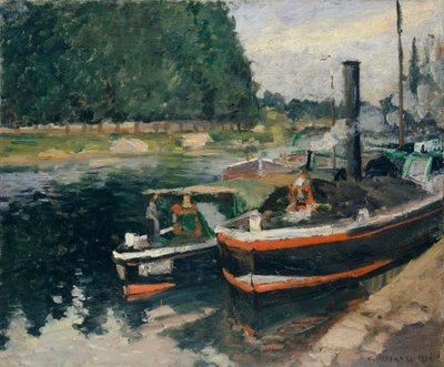 Cargo Ships in the Port of Pontoise by Camille Jacob Pissarro