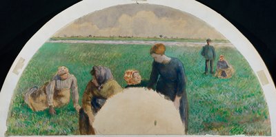 Peasants Gathering Grass by Camille Jacob Pissarro
