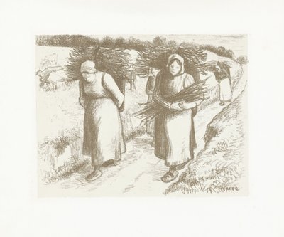 Women carrying bundles of branches by Camille Jacob Pissarro