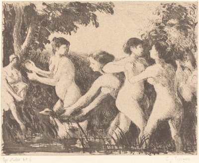 Bathers Wrestling by Camille Pissarro