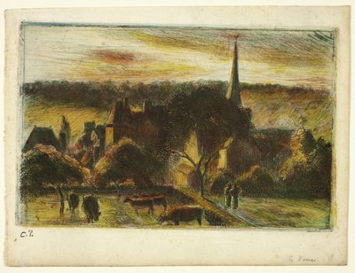 Church and Farm at Éragny by Camille Pissarro