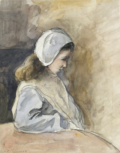 Jeanne-Rachel Pissarro seated at a table, c1872 by Camille Pissarro