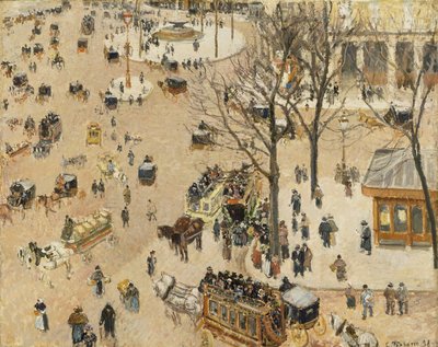 La Place du Théâtre Français by Camille Jacob Pissarro