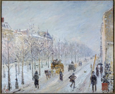 Parisian Boulevard with Snow by Camille Pissarro
