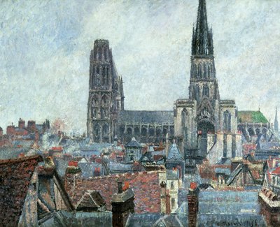 Roofs of Old Rouen: Grey Weather (Cathedral) by Camille Pissarro