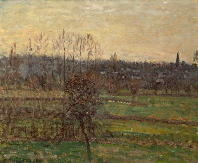 View of Bazincourt, Winter by Camille Pissarro
