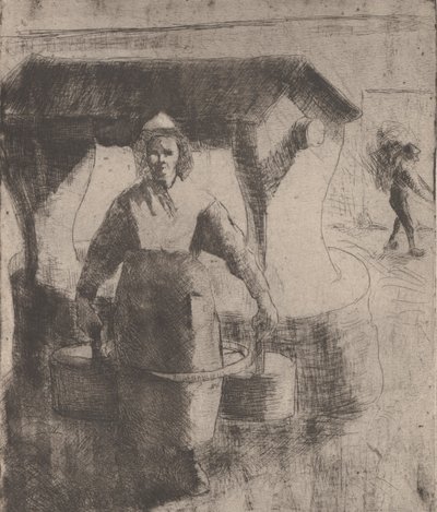 Woman at a Well by Camille Pissarro