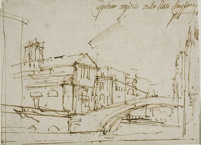 A Bridge Near a Church in Venice by Canaletto